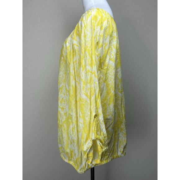 Lane Bryant Women’s Top 3/4 Sleeves Yellow Embroidered Elastic Waist Sz 18/20 - Picture 8 of 14